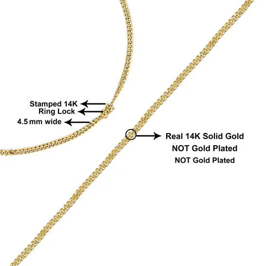 Original Haus of Brilliance SemiSolid 14K Yellow Gold 45mm Miami Cuban Chain Necklace Unisex Chain 22 Inches JMS always Necklaces Original Haus of Brilliance SemiSolid 14K Yellow Gold 45mm Miami Cuban Chain Necklace Unisex Chain 22 Inches JMS always Necklaces