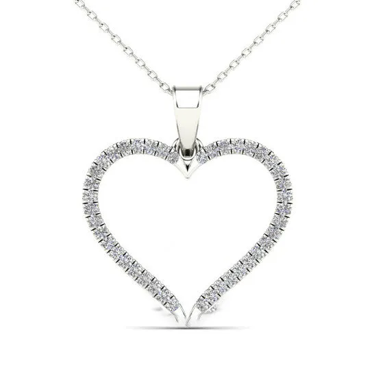 Original Maulijewels 015 Carat Natural Diamond Heart Shape Pendant Necklace For Women In 10K Solid White Gold With Chain Valentine Day Gift JMS always Necklaces Original Maulijewels 015 Carat Natural Diamond Heart Shape Pendant Necklace For Women In 10K Solid White Gold With Chain Valentine Day Gift JMS always Necklaces