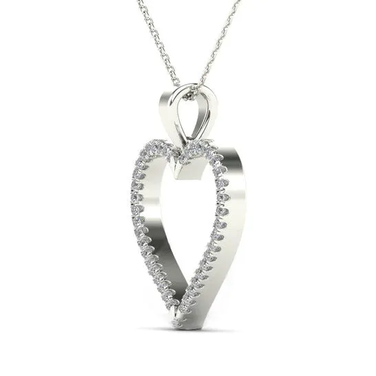 Original Maulijewels 015 Carat Natural Diamond Heart Shape Pendant Necklace For Women In 10K Solid White Gold With Chain Valentine Day Gift JMS always Necklaces Original Maulijewels 015 Carat Natural Diamond Heart Shape Pendant Necklace For Women In 10K Solid White Gold With Chain Valentine Day Gift JMS always Necklaces