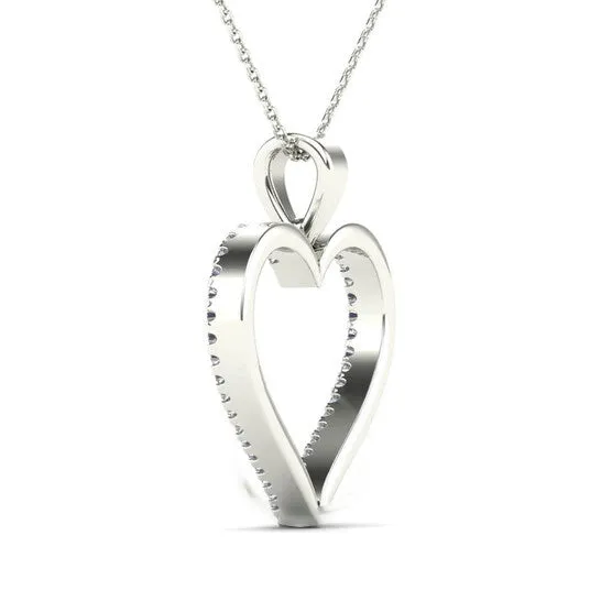 Original Maulijewels 015 Carat Natural Diamond Heart Shape Pendant Necklace For Women In 10K Solid White Gold With Chain Valentine Day Gift JMS always Necklaces Original Maulijewels 015 Carat Natural Diamond Heart Shape Pendant Necklace For Women In 10K Solid White Gold With Chain Valentine Day Gift JMS always Necklaces