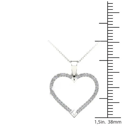 Original Maulijewels 015 Carat Natural Diamond Heart Shape Pendant Necklace For Women In 10K Solid White Gold With Chain Valentine Day Gift JMS always Necklaces Original Maulijewels 015 Carat Natural Diamond Heart Shape Pendant Necklace For Women In 10K Solid White Gold With Chain Valentine Day Gift JMS always Necklaces