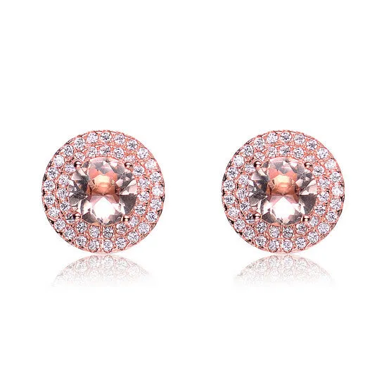 Original Megan Walford 925 Sterling Silver Rose Gold Plated Morganite Cubic Zirconia Stud Earrings JMS always Earrings Original Megan Walford 925 Sterling Silver Rose Gold Plated Morganite Cubic Zirconia Stud Earrings JMS always Earrings
