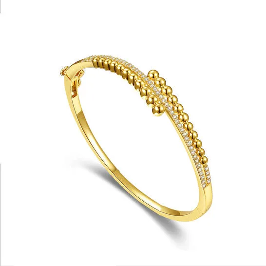 Original Megan Walford Sterling SIlver 14k Yellow Gold Plated with Cubic Zirconia Pave Milgrain BallBead Bypass Bangle Bracelet JMS always Bracelets Original Megan Walford Sterling SIlver 14k Yellow Gold Plated with Cubic Zirconia Pave Milgrain BallBead Bypass Bangle Bracelet JMS always Bracelets