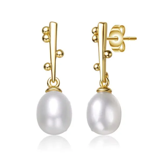 Original Megan Walford Sterling Silver 14k Yellow Gold Plated with White Pearl Cubic Zirconia Linear Stick Earrings JMS always Earrings Original Megan Walford Sterling Silver 14k Yellow Gold Plated with White Pearl Cubic Zirconia Linear Stick Earrings JMS always Earrings