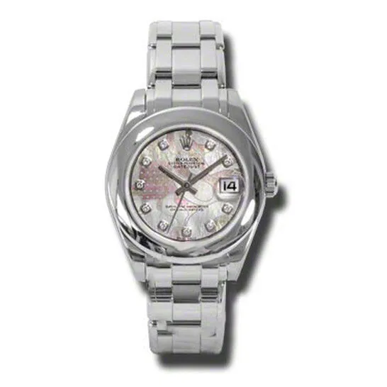 Original Rolex LadyDatejust Pearlmaster Goldust Dream Mother Of Pearl Diamond Dial 18K White Gold Automatic Ladies Watch 81209GDDPM JMS always Watches