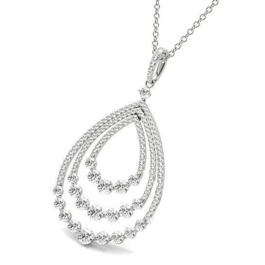 Original Tresorra 18K White Gold Triple Open Tear Drop Diamond Pendant Necklace JMS always Necklaces Original Tresorra 18K White Gold Triple Open Tear Drop Diamond Pendant Necklace JMS always Necklaces