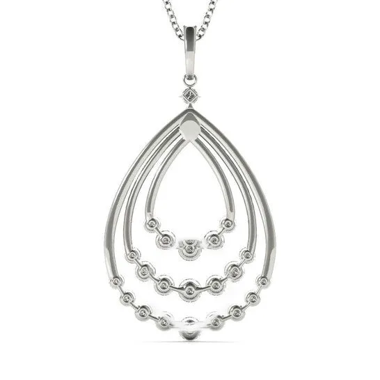 Original Tresorra 18K White Gold Triple Open Tear Drop Diamond Pendant Necklace JMS always Necklaces Original Tresorra 18K White Gold Triple Open Tear Drop Diamond Pendant Necklace JMS always Necklaces