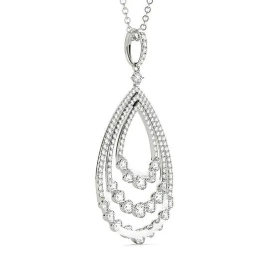 Original Tresorra 18K White Gold Triple Open Tear Drop Diamond Pendant Necklace JMS always Necklaces Original Tresorra 18K White Gold Triple Open Tear Drop Diamond Pendant Necklace JMS always Necklaces