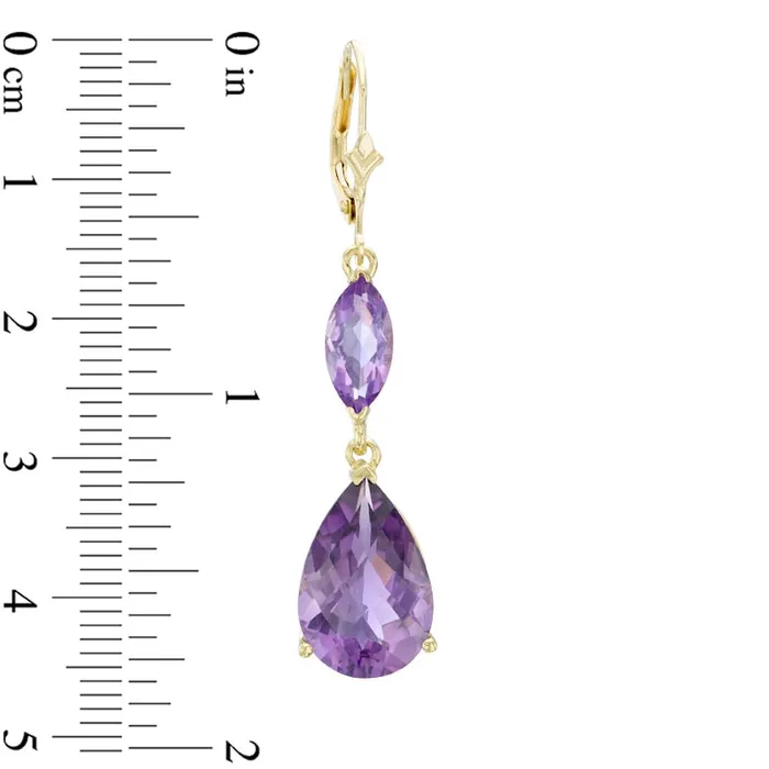 PearShaped and MarquiseCut Amethyst Drop Earrings in 10K Gold Goldia Earrings PearShaped and MarquiseCut Amethyst Drop Earrings in 10K Gold Goldia Earrings