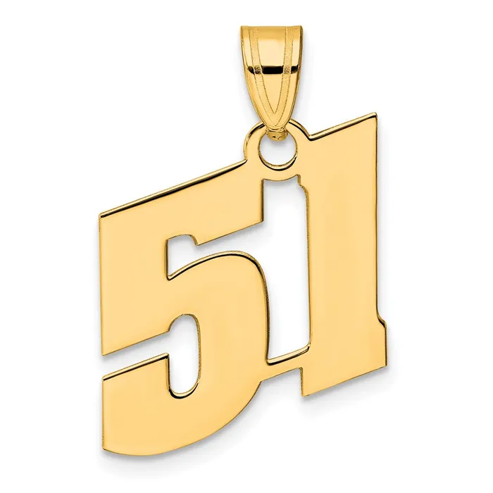 PreStyled Sets 14k Yellow Gold Polished Block Number 51 Pendant Goldia