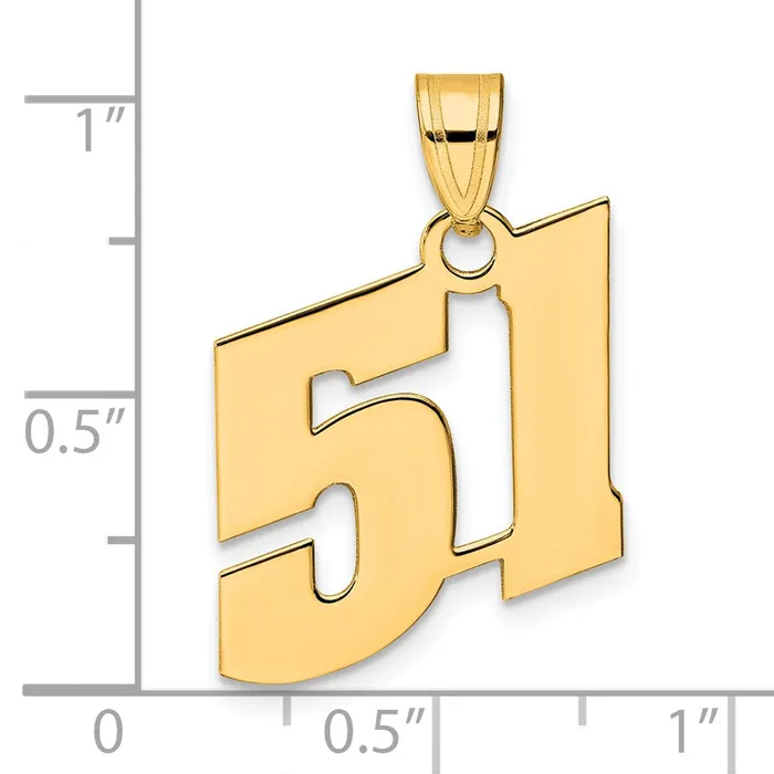 PreStyled Sets 14k Yellow Gold Polished Block Number 51 Pendant Goldia