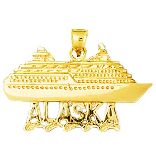 PreStyled Sets Goldia 14K Gold 32MM Alaska Cruise Ship Pendant