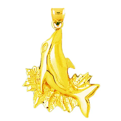 PreStyled Sets Goldia 14K Gold Dolphin Pendant Jumping Backward
