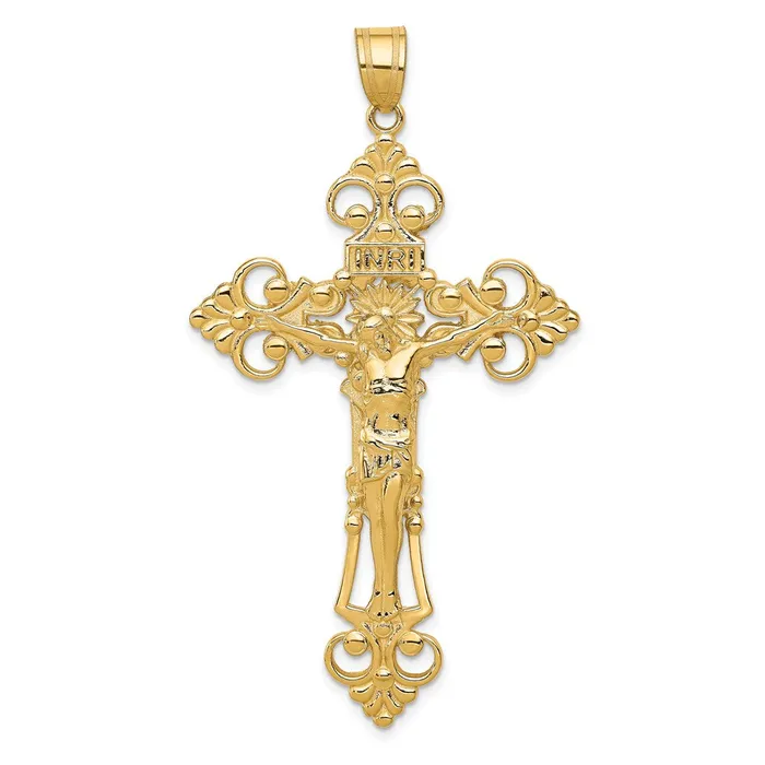 PreStyled Sets Goldia 14k Yellow Gold INRI Fleur De Lis Crucifix Pendant PreStyled Sets Goldia 14k Yellow Gold INRI Fleur De Lis Crucifix Pendant