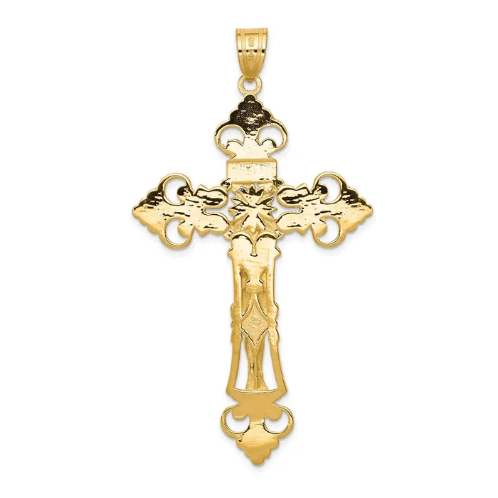 PreStyled Sets Goldia 14k Yellow Gold INRI Fleur De Lis Crucifix Pendant