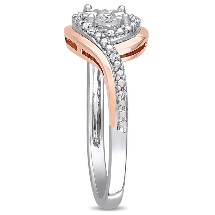 Rings 010 CT TW Natural Diamond Bypass Promise Ring in Solid 10K TwoTone Gold Goldia Rings 010 CT TW Natural Diamond Bypass Promise Ring in Solid 10K TwoTone Gold Goldia