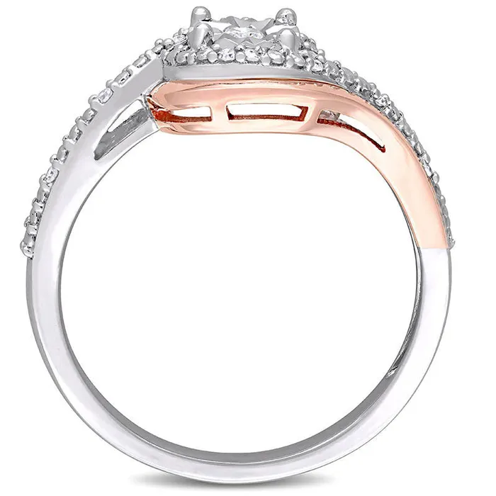 Rings 010 CT TW Natural Diamond Bypass Promise Ring in Solid 10K TwoTone Gold Goldia Rings 010 CT TW Natural Diamond Bypass Promise Ring in Solid 10K TwoTone Gold Goldia