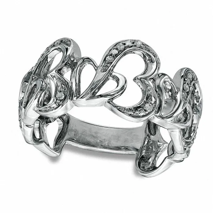 Rings 010 CT TW Natural Diamond Tangled Heart Cluster Ring in Sterling Silver Goldia Rings 010 CT TW Natural Diamond Tangled Heart Cluster Ring in Sterling Silver Goldia