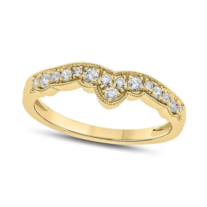 Rings 033 CT TW Natural Diamond Antique VintageStyle Crown Contour Wedding Band in Solid 10K Yellow Gold Goldia Rings 033 CT TW Natural Diamond Antique VintageStyle Crown Contour Wedding Band in Solid 10K Yellow Gold Goldia