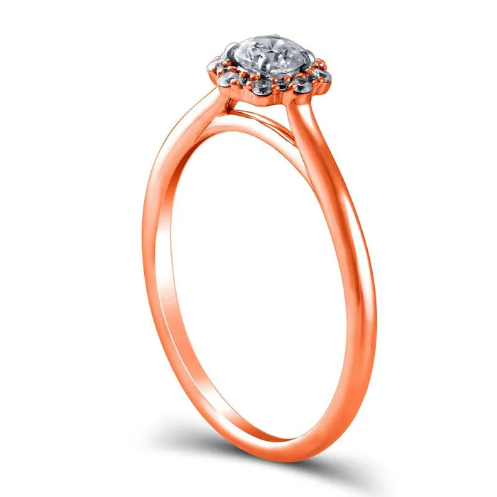 Rings 038 CT TW Natural Diamond Flower Frame Engagement Ring in Solid 10K Rose Gold Goldia Rings 038 CT TW Natural Diamond Flower Frame Engagement Ring in Solid 10K Rose Gold Goldia