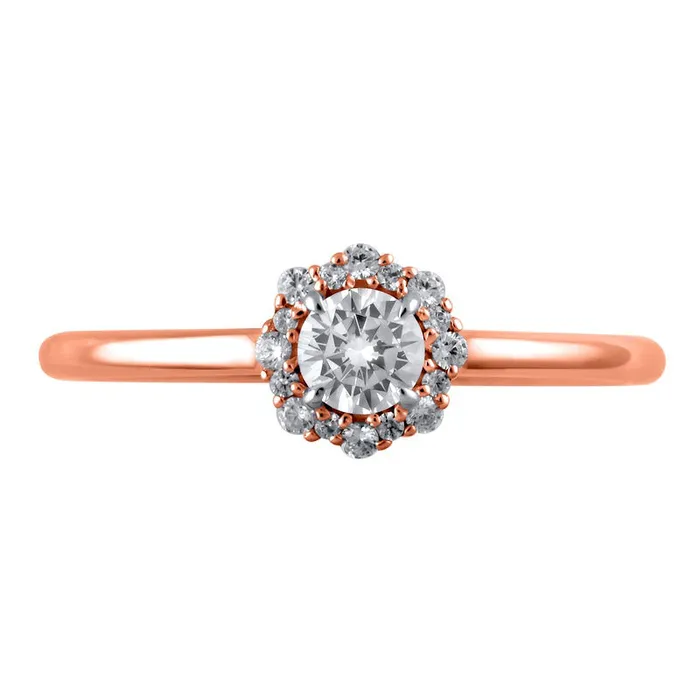 Rings 038 CT TW Natural Diamond Flower Frame Engagement Ring in Solid 10K Rose Gold Goldia Rings 038 CT TW Natural Diamond Flower Frame Engagement Ring in Solid 10K Rose Gold Goldia