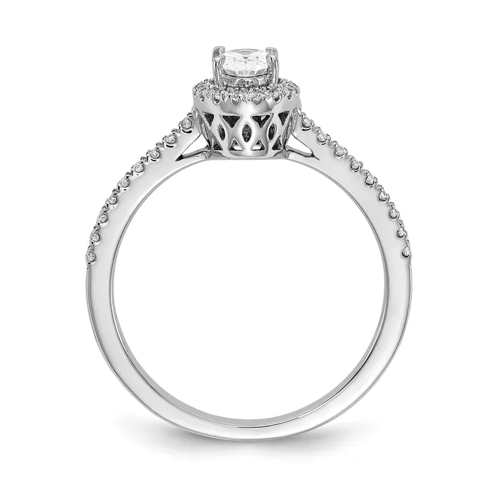 Rings 050ct CZ Solid Real 14k White Gold Oval Halo Engagement Ring Goldia