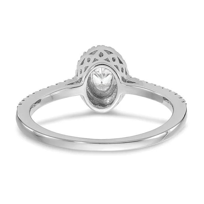 Rings 050ct CZ Solid Real 14k White Gold Oval Halo Engagement Ring Goldia
