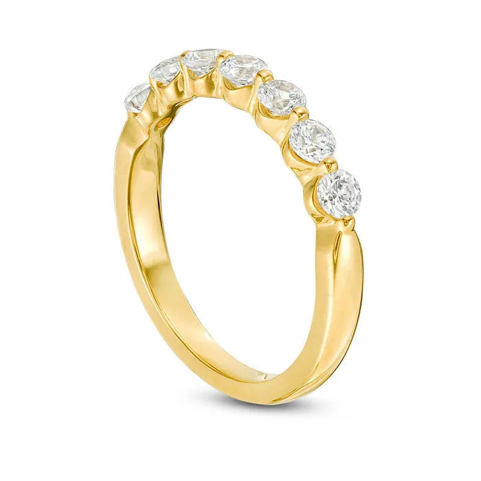 Rings 075 CT TW Natural Diamond Seven Stone Anniversary Band in Solid 10K Yellow Gold Goldia Rings 075 CT TW Natural Diamond Seven Stone Anniversary Band in Solid 10K Yellow Gold Goldia