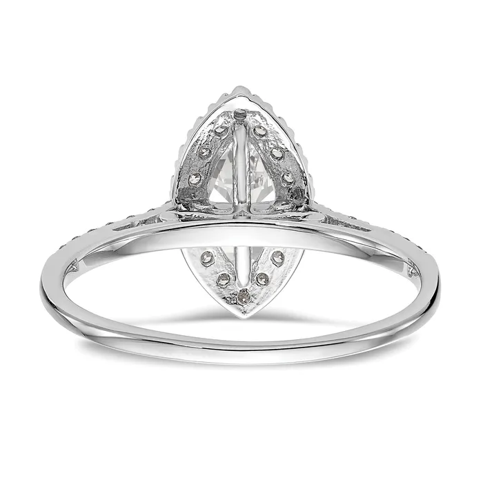 Rings 075ct CZ Solid Real 14K White Gold Marquise Halo Engagement Ring Goldia