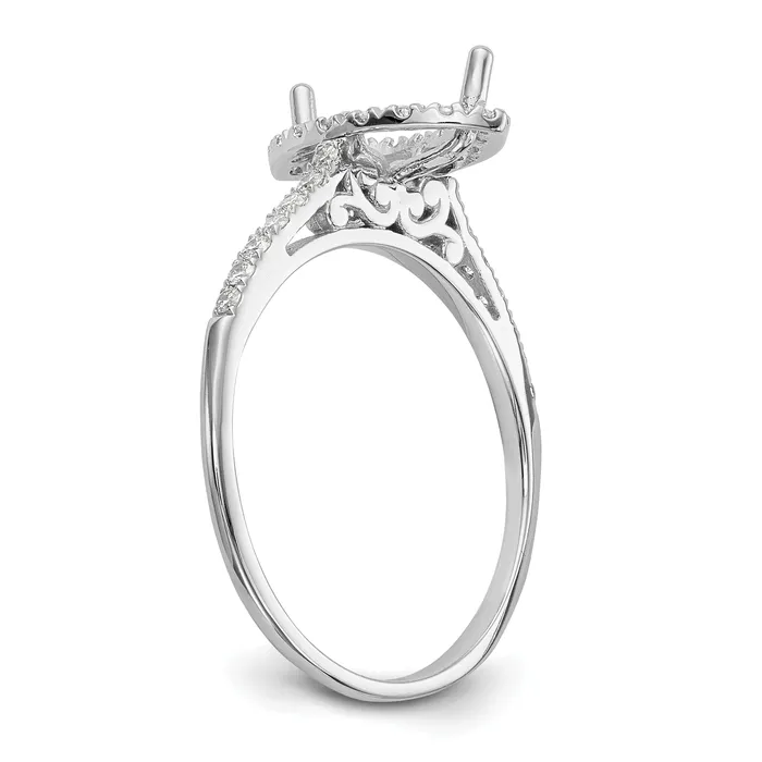 Rings 075ct CZ Solid Real 14K White Gold Marquise Halo Engagement Ring Goldia