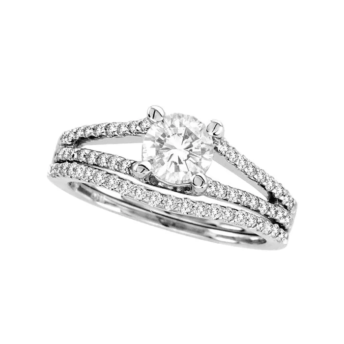 Rings 10 CT TW Natural Diamond Split Shank Bridal Engagement Ring Set in Solid 14K White Gold Goldia Rings 10 CT TW Natural Diamond Split Shank Bridal Engagement Ring Set in Solid 14K White Gold Goldia