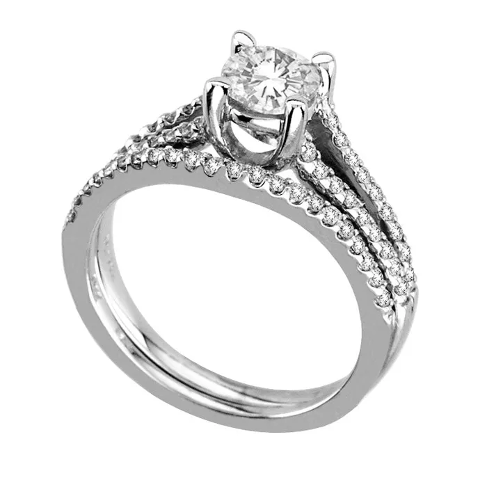 Rings 10 CT TW Natural Diamond Split Shank Bridal Engagement Ring Set in Solid 14K White Gold Goldia Rings 10 CT TW Natural Diamond Split Shank Bridal Engagement Ring Set in Solid 14K White Gold Goldia