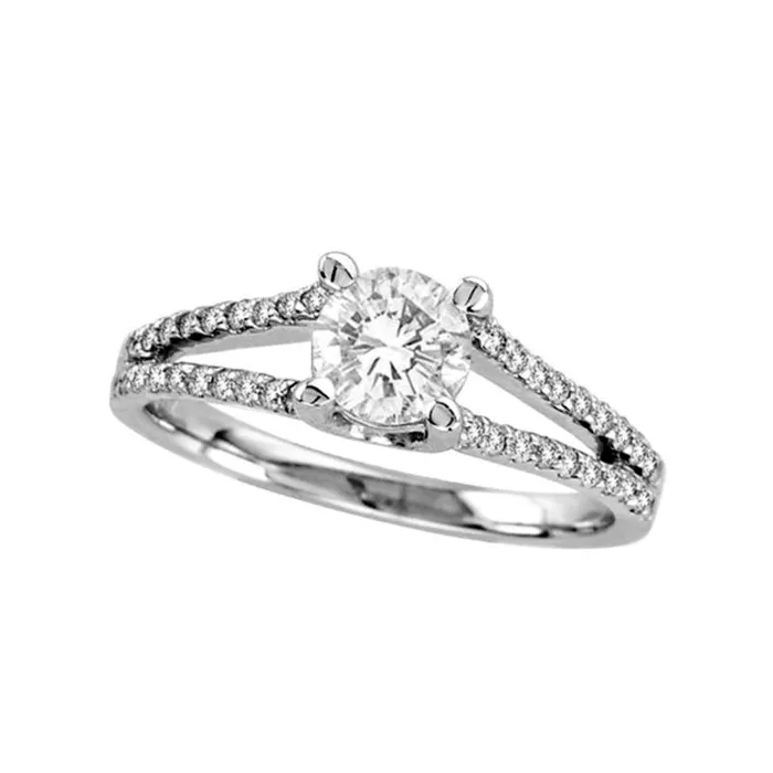Rings 10 CT TW Natural Diamond Split Shank Bridal Engagement Ring Set in Solid 14K White Gold Goldia Rings 10 CT TW Natural Diamond Split Shank Bridal Engagement Ring Set in Solid 14K White Gold Goldia