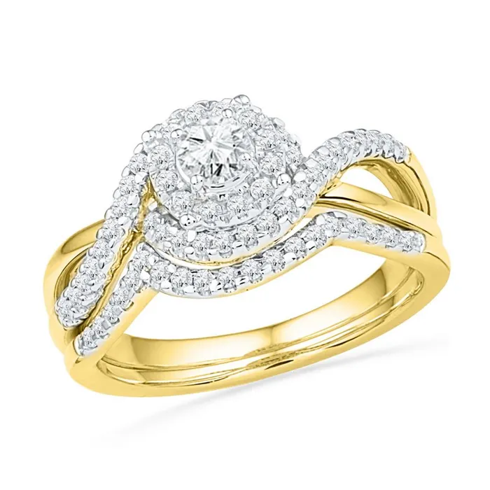Rings 10k Yellow Gold Round Diamond Bridal Wedding Ring Set 58 Cttw gndatlanta Rings 10k Yellow Gold Round Diamond Bridal Wedding Ring Set 58 Cttw gndatlanta
