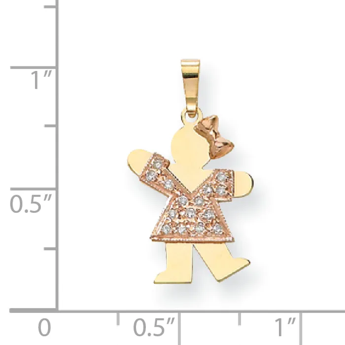 Rings 14k Two tone AAA Diamond kid pendant Goldiacom