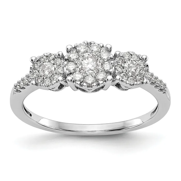 Rings 14K White Gold 3 Stone Diamond Engagement Ring Goldiacom