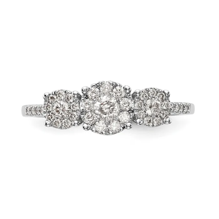 Rings 14K White Gold 3 Stone Diamond Engagement Ring Goldiacom