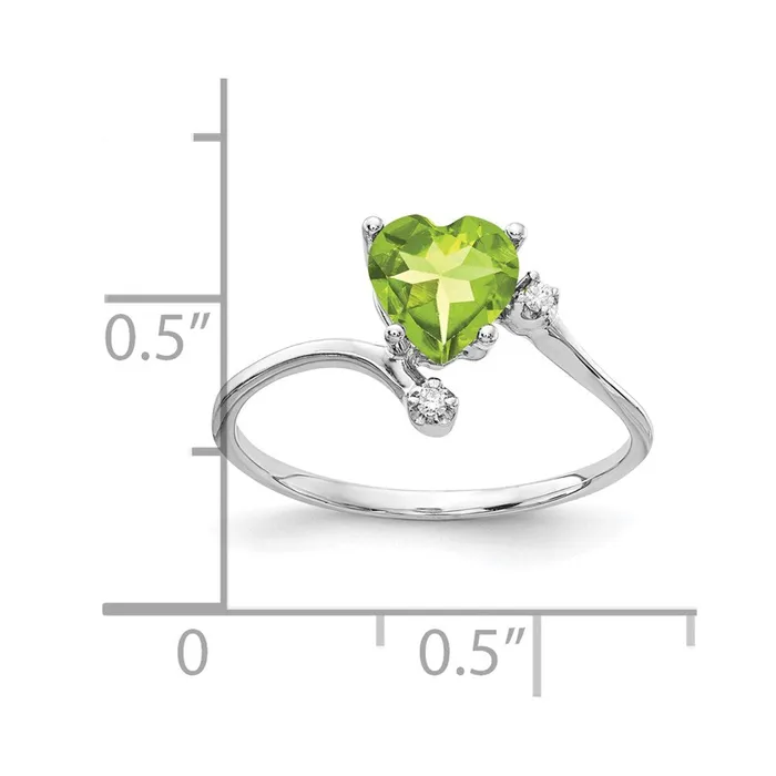 Rings 14k White Gold 6mm Heart Peridot A Real Diamond ring Goldia