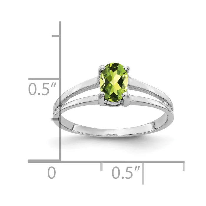 Rings 14k White Gold 6x4mm Oval Peridot Checker ring Goldia
