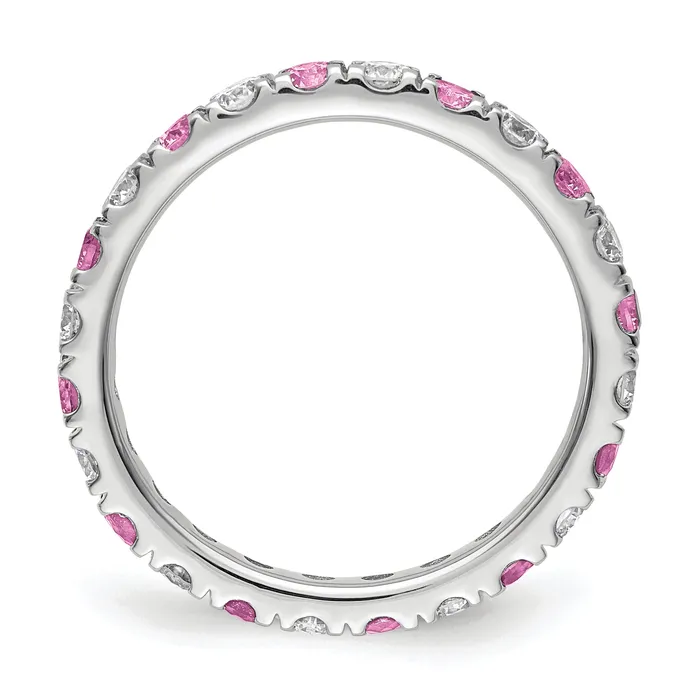 Rings 14k White Gold 78 Ct Lab Grown Diamond VSSI G and Lab Created Pink Sapphire Eternity Band Ring Goldia