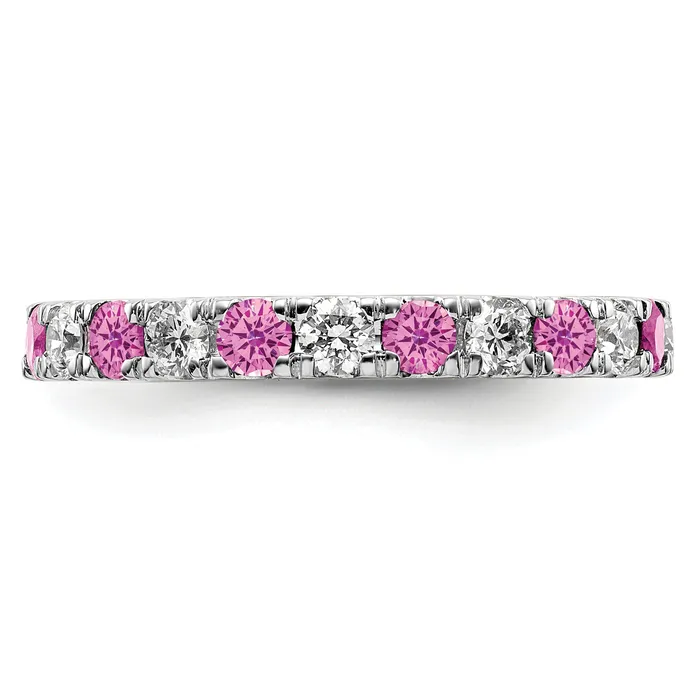 Rings 14k White Gold 78 Ct Lab Grown Diamond VSSI G and Lab Created Pink Sapphire Eternity Band Ring Goldia