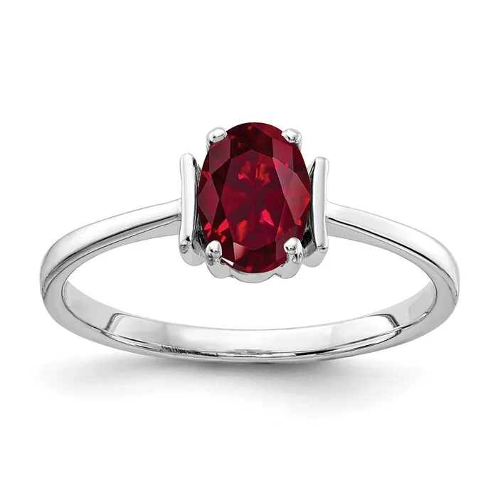 Rings 14k White Gold 7x5mm Oval Created Ruby ring Goldia