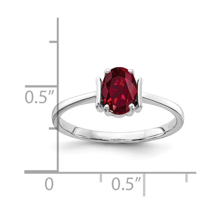 Rings 14k White Gold 7x5mm Oval Created Ruby ring Goldia