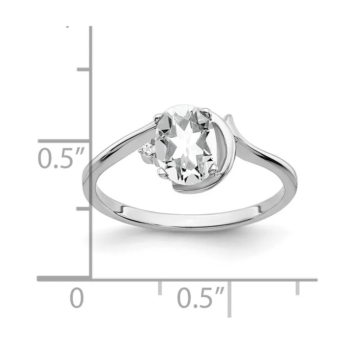 Rings 14k White Gold 7x5mm Oval Cubic Zirconia AA Real Diamond ring goldiaca