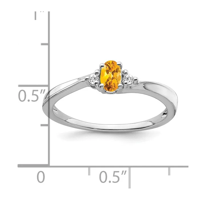 Rings 14k White Gold Citrine and Real Diamond Ring Goldia