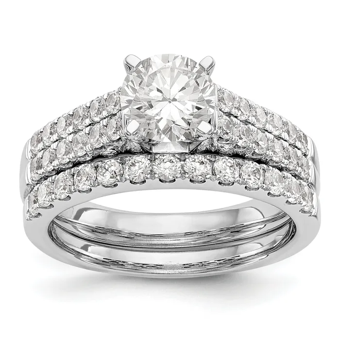 Rings 14K White Gold Diamond Peg Set CZ Engagement Ring Goldiacom