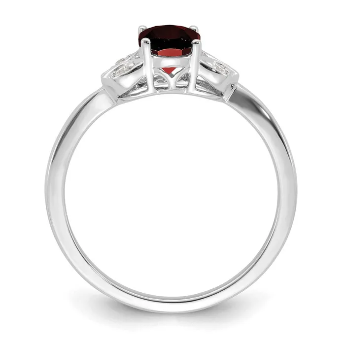 Rings 14k White Gold Garnet and Real Diamond Ring Goldia