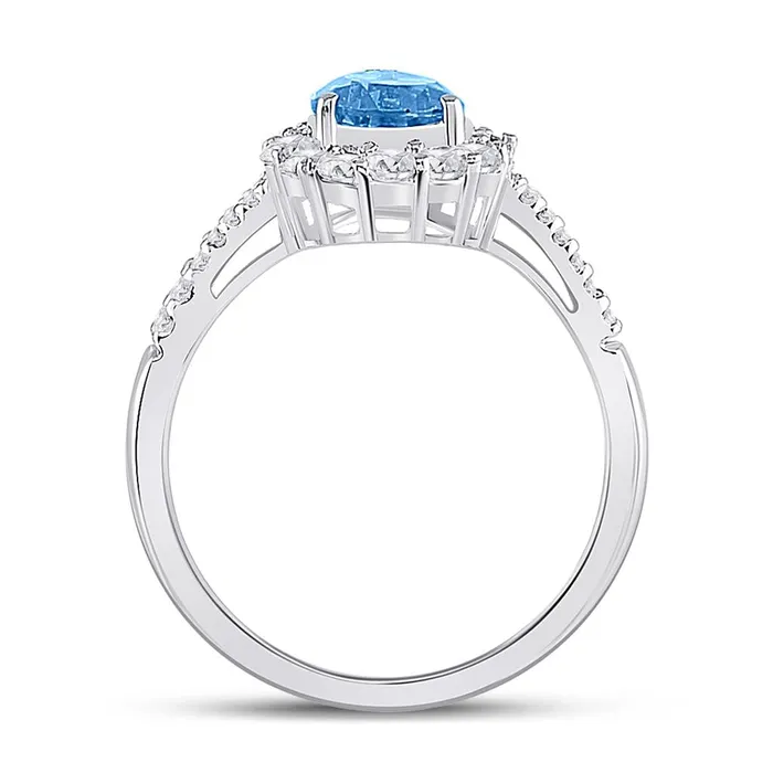 Rings 14k White Gold Pear Created Blue Topaz Solitaire Ring 2 Cttw gndatlanta