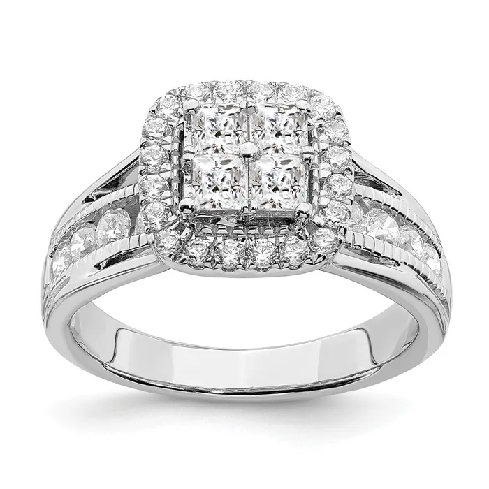 Rings 14k White Gold Real Diamond Cluster Real Diamond Engagement Ring Goldia Rings 14k White Gold Real Diamond Cluster Real Diamond Engagement Ring Goldia