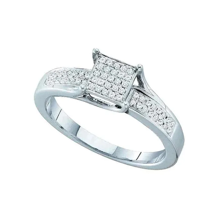 Rings 14k White Gold Round Diamond Elevated Square Cluster Ring 16 Cttw gndatlanta Rings 14k White Gold Round Diamond Elevated Square Cluster Ring 16 Cttw gndatlanta